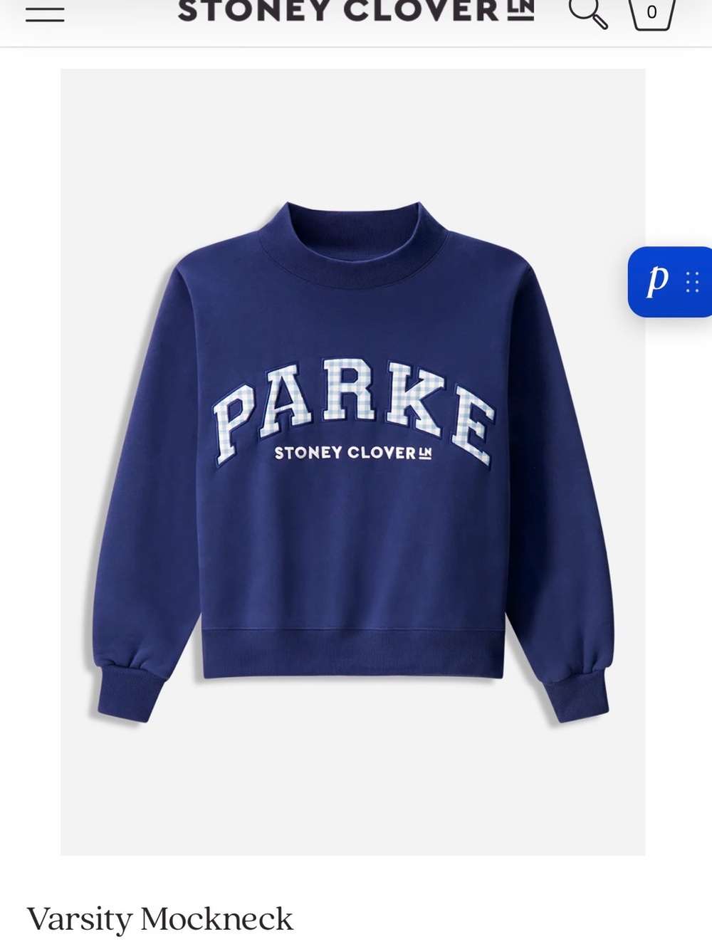 Parke Stoney Clover Varsity Navy Mockneck Sweatshirt